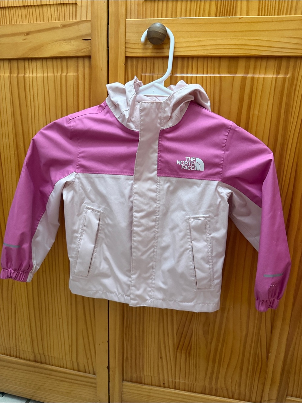 The North Face Girls' Pink Two-Tone Hooded Rain Jacket